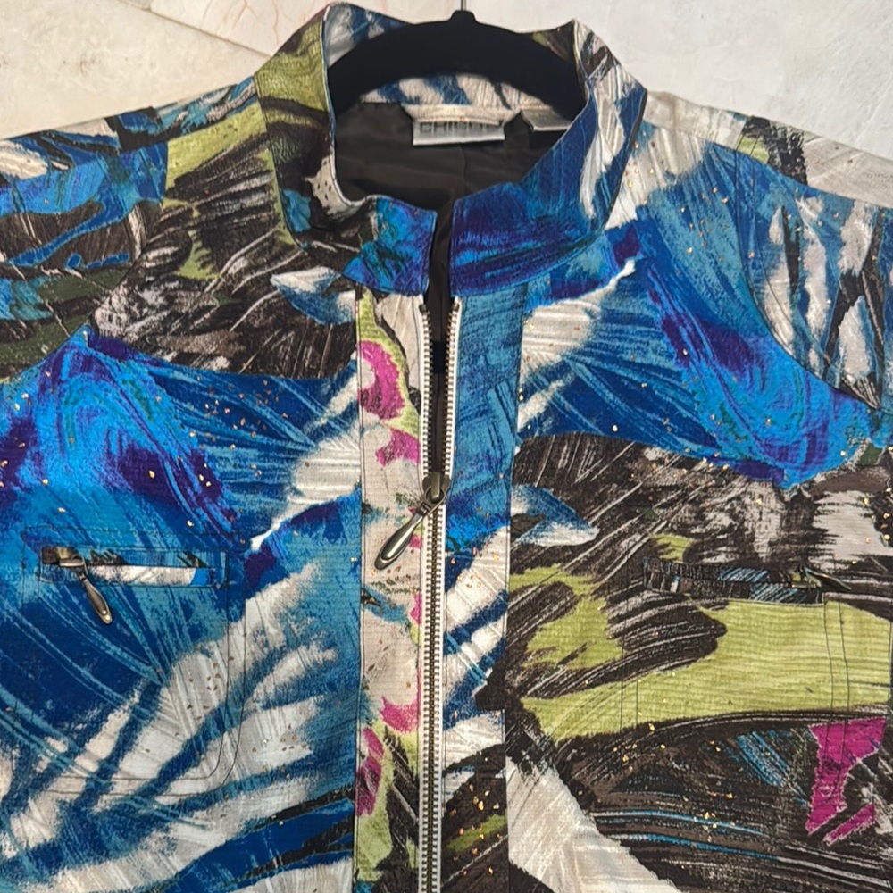 Chico's Multicolor Abstract Pattern Jacket - image 1